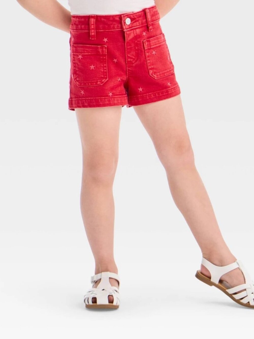 Toddler Girls Americana Star Embroidered Denim Shorts - Cat And Jack Red 3T